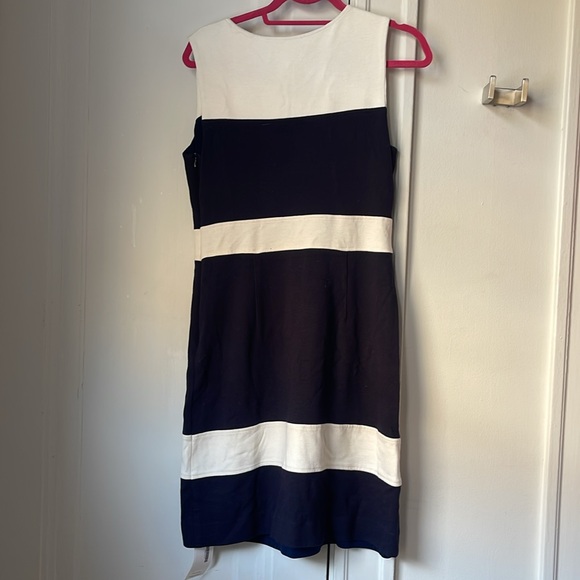 Milly of New York Dress Color Block Navy Cream Work Dress - Picture 5 of 7